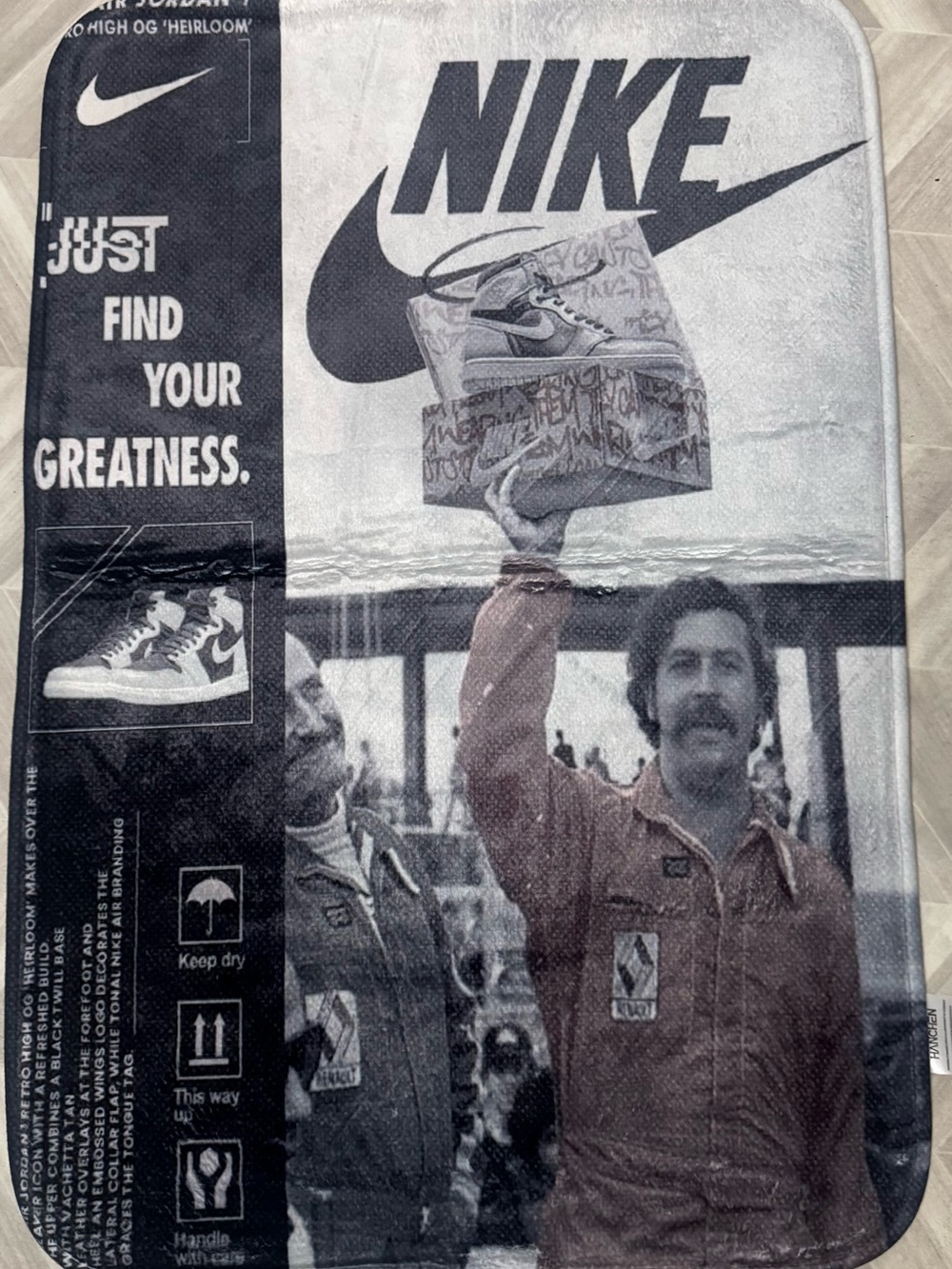 Nike Black & White Logo Graphic Rug/Wall Decor 35x23 IN. NEW